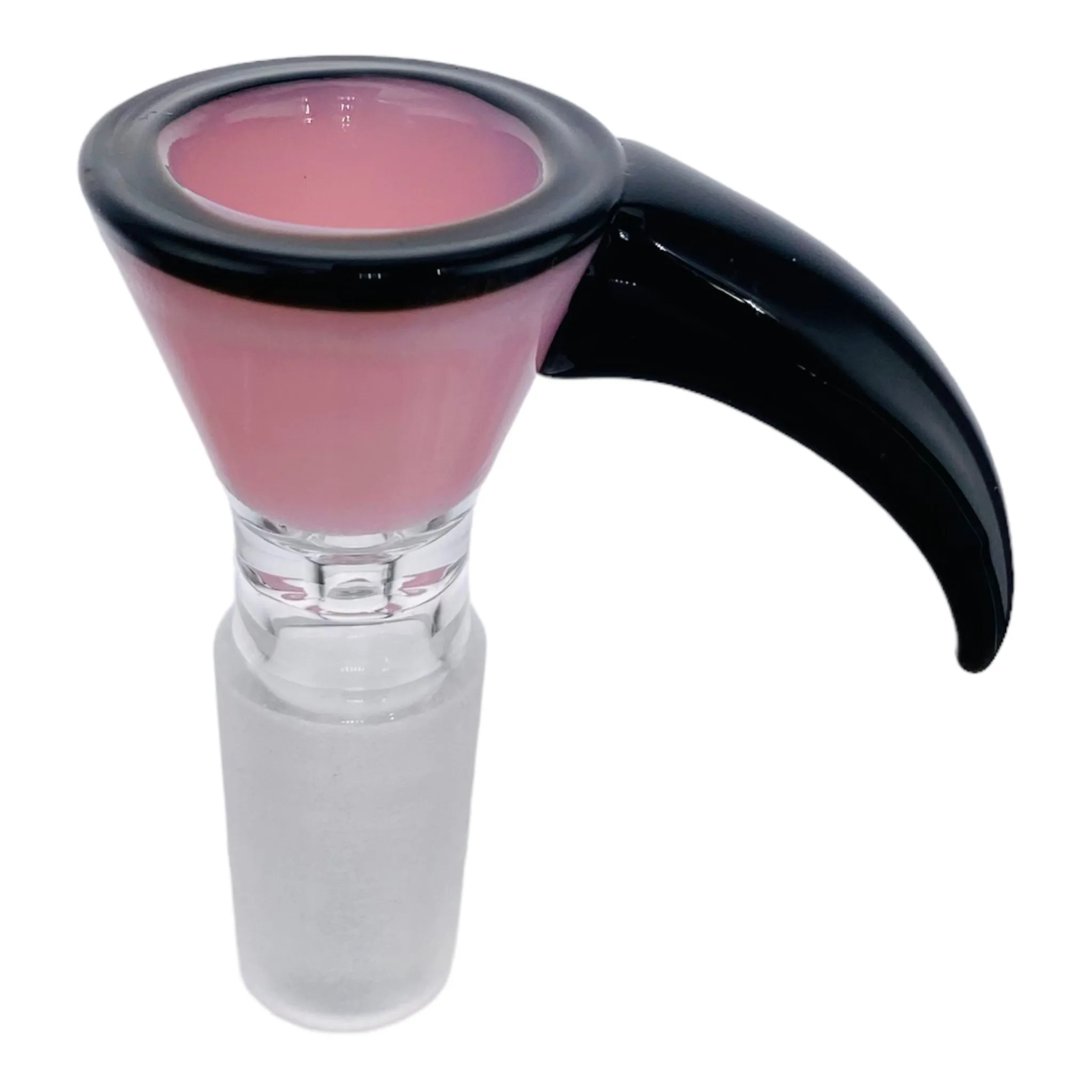 14mm Flower Bowl - Pink Funnel With Black Handle Bong Bowl Piece