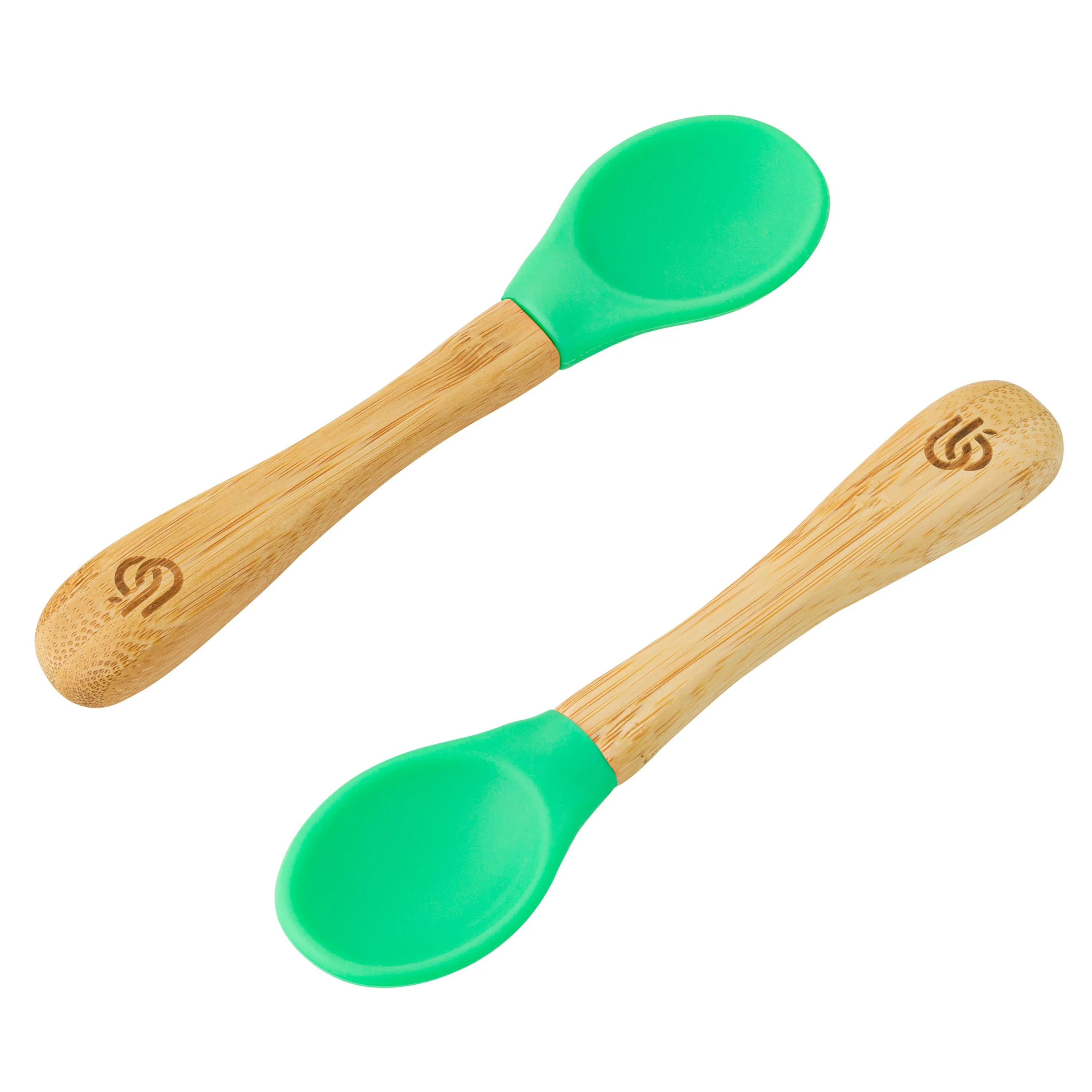 2 Pack Bamboo Baby Spoons - Silicone Tips
