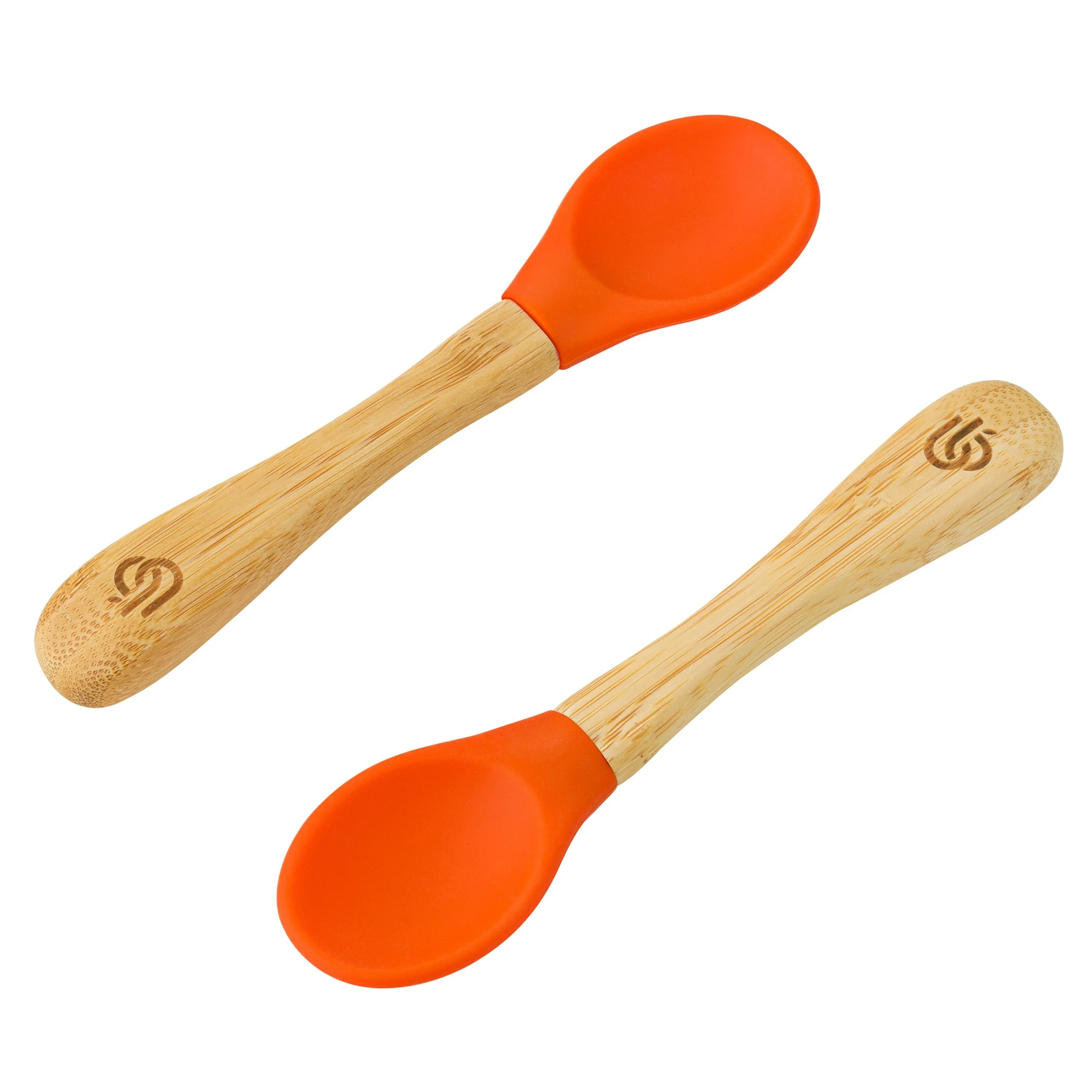 2 Pack Bamboo Baby Spoons - Silicone Tips