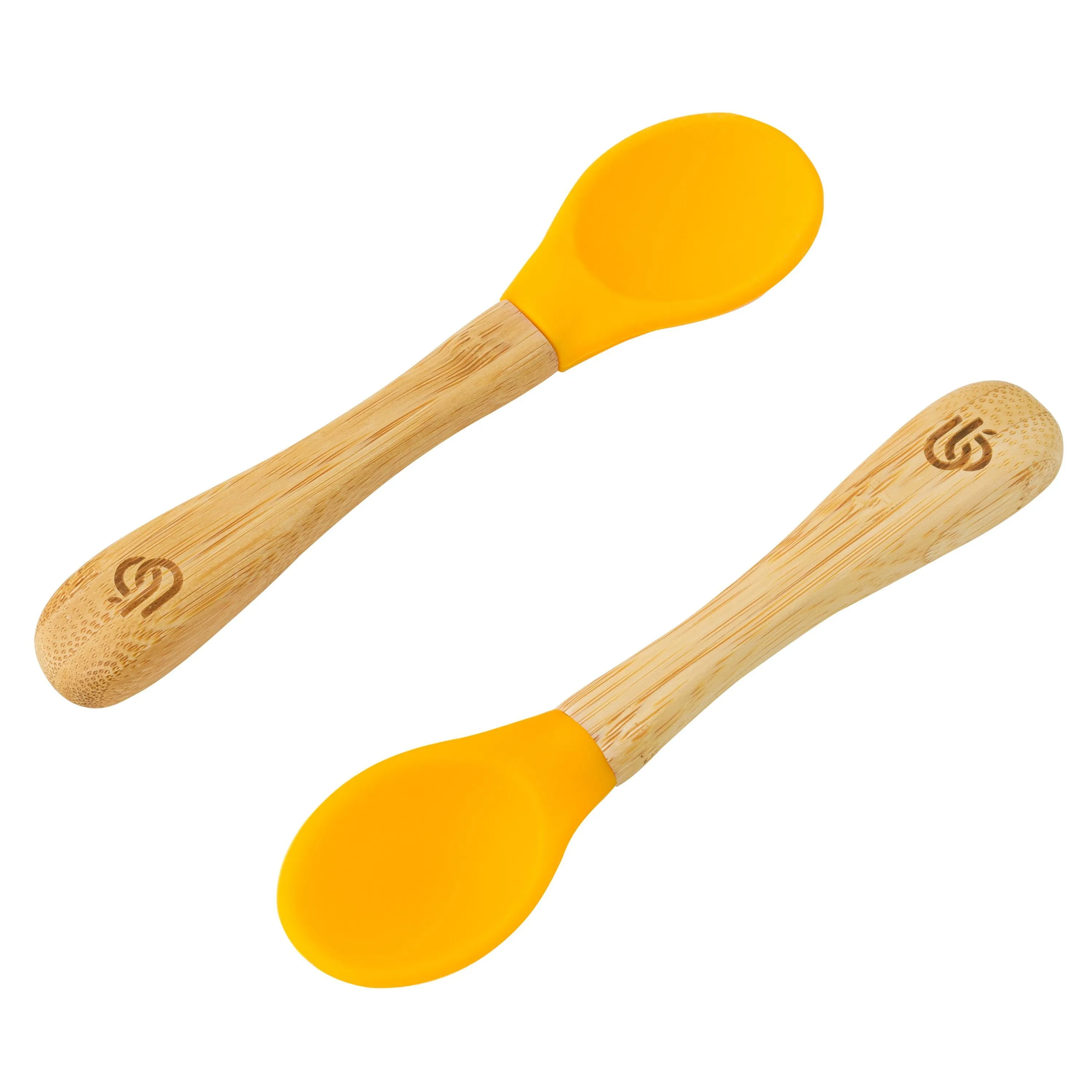 2 Pack Bamboo Baby Spoons - Silicone Tips