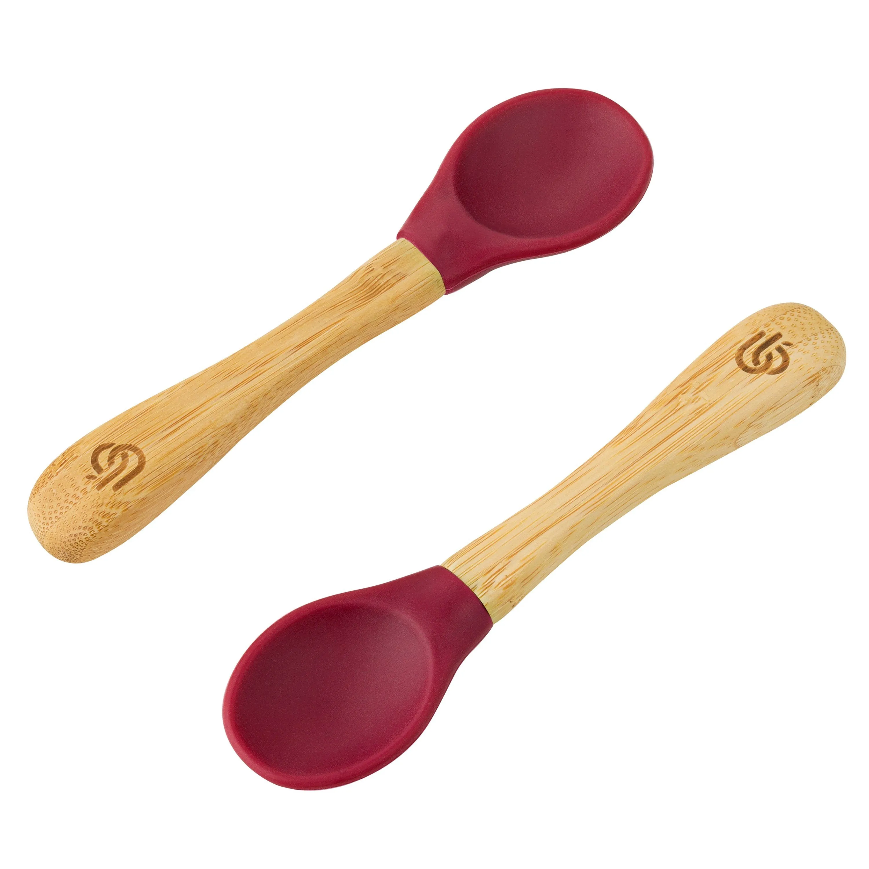 2 Pack Bamboo Baby Spoons - Silicone Tips