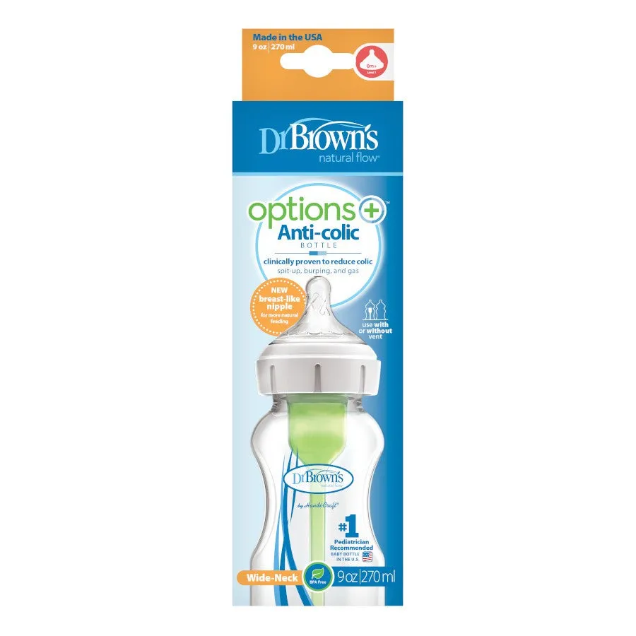 [2-Pack] Dr. Brown’s 9oz/270ml PP Wide-Neck "Options " Bottle