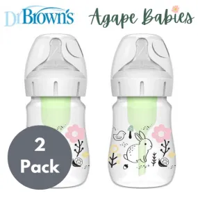[2-PK ] Dr. Brown's 5 oz/150 mL PP W-N Options  Designer Bottle, (Woodland Bunny Design) 1-Pack