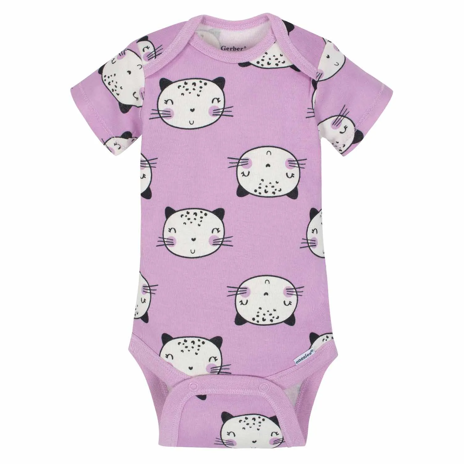 5-Pack Girls Cat Short Sleeve Onesies® Bodysuits