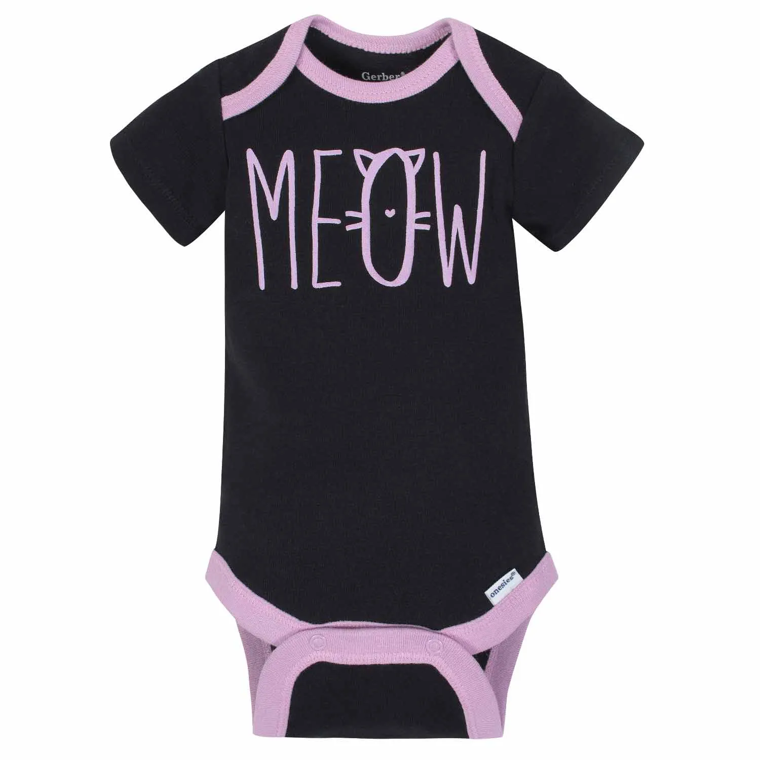 5-Pack Girls Cat Short Sleeve Onesies® Bodysuits