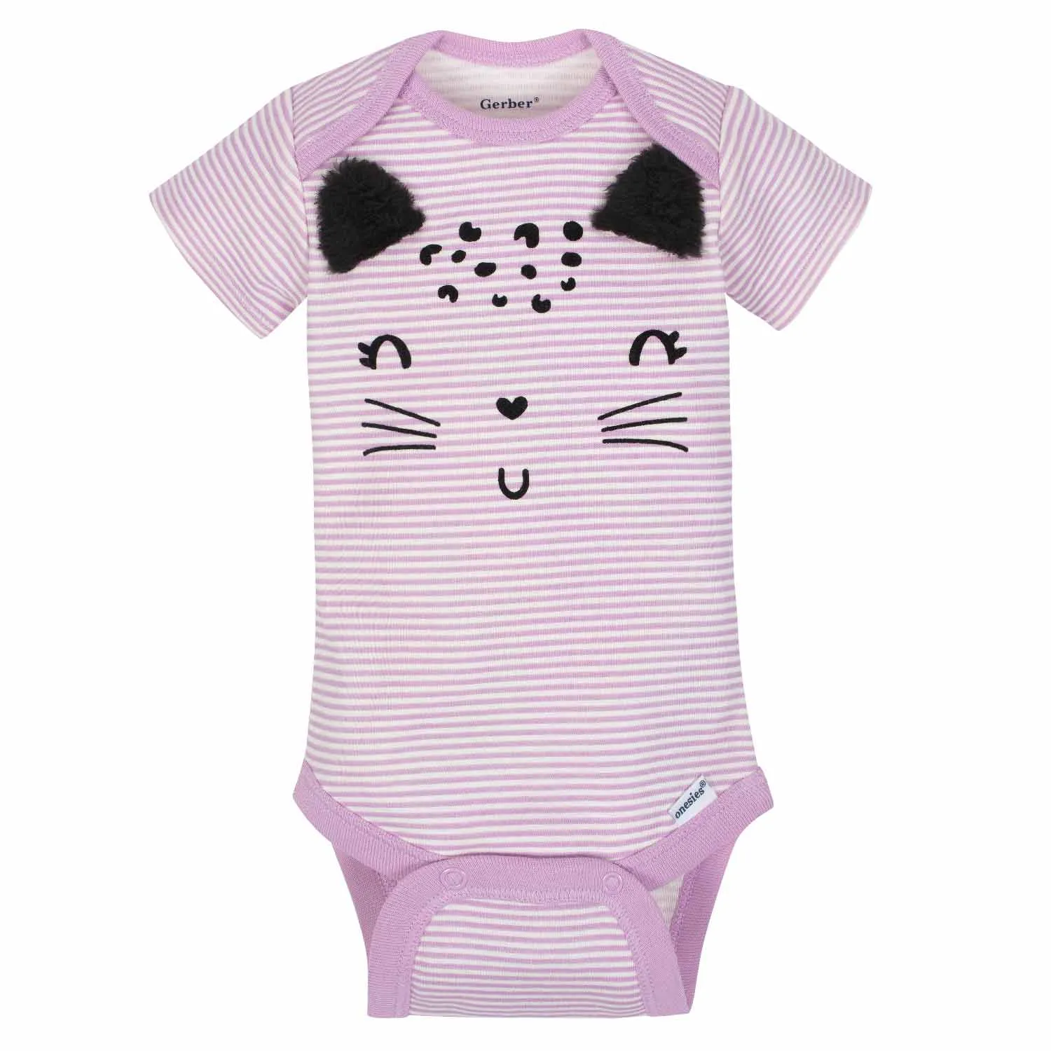 5-Pack Girls Cat Short Sleeve Onesies® Bodysuits