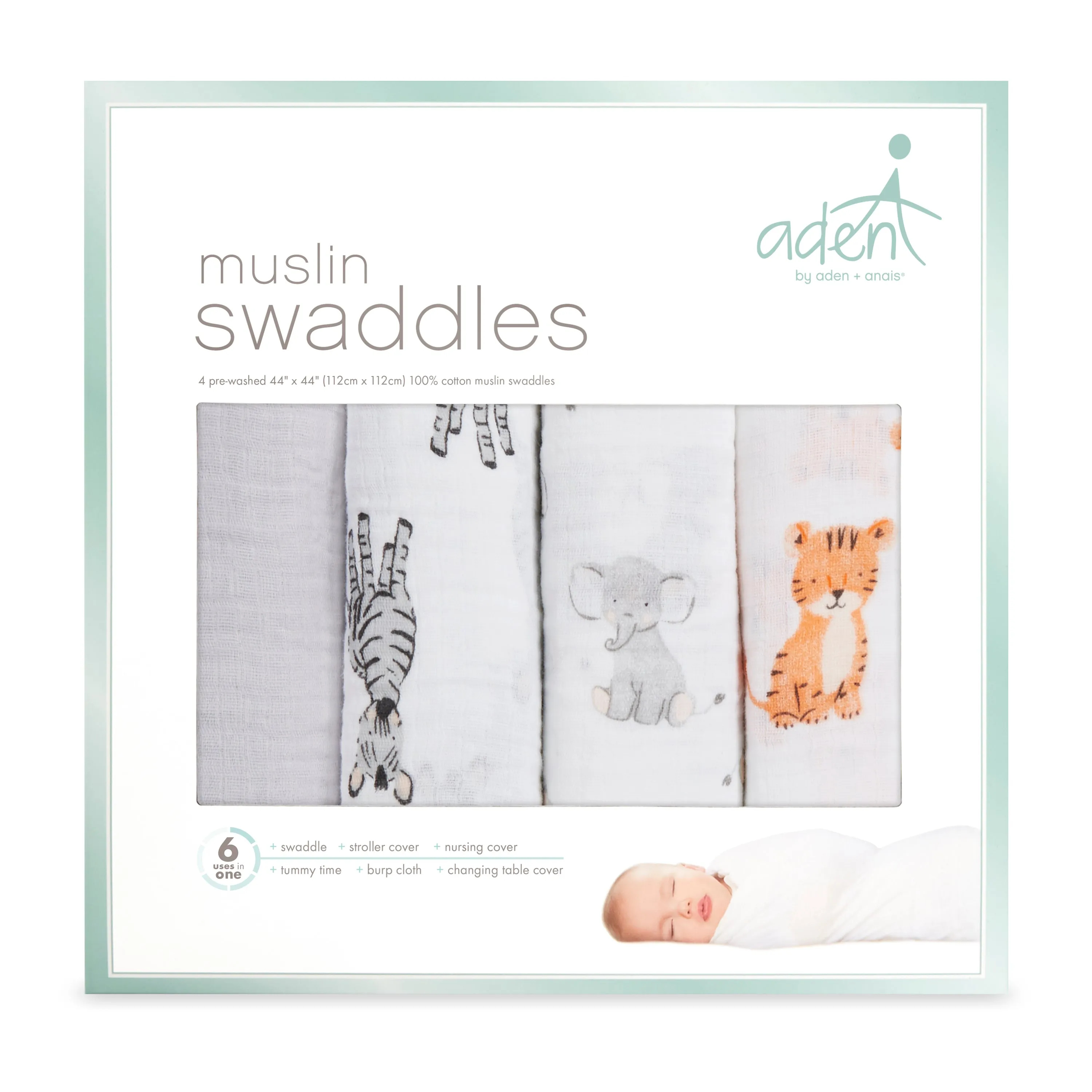 aden by aden   anais: safari babes classic muslin swaddles multi pack 4