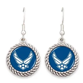 Air Force Wings Logo Rope Edge Earrings