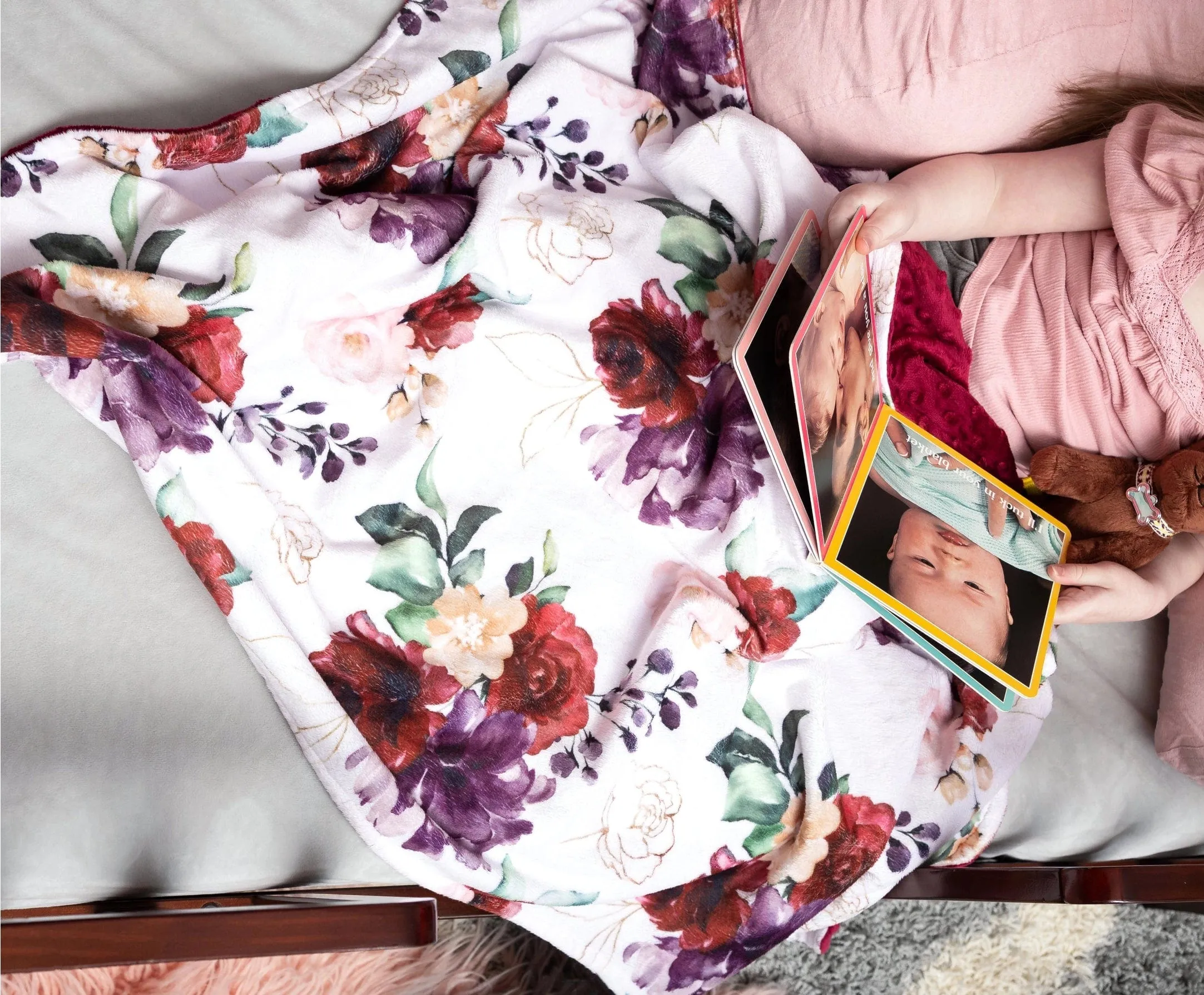 Baby & Toddler Minky Blanket - Red Floral
