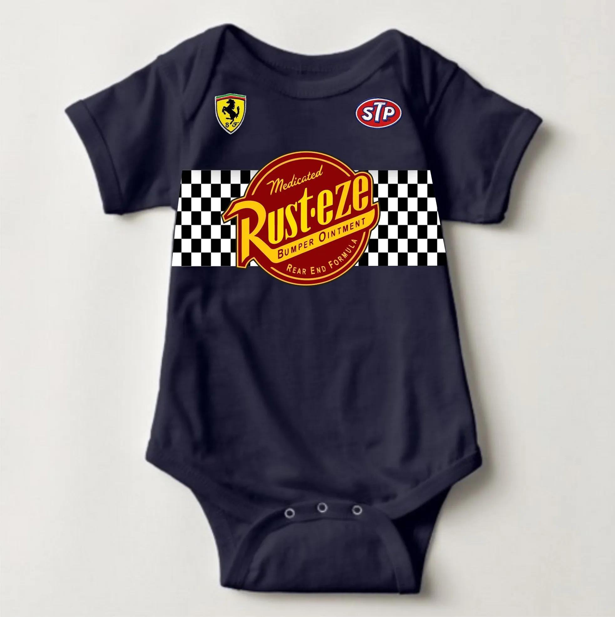 Baby Birthday Onesies  - The Cars Rust-eze Navy