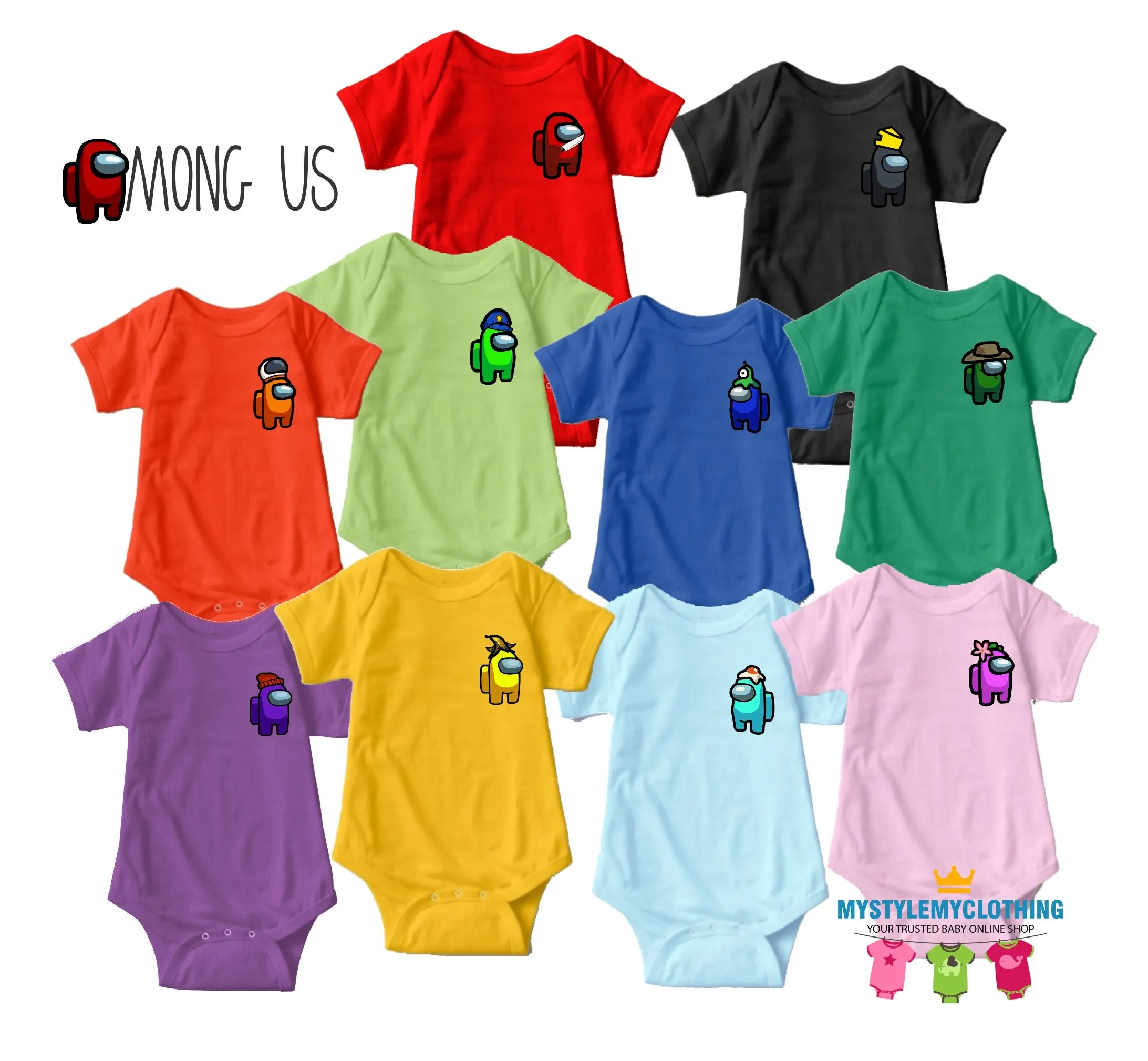 Baby Character Onesies - Among Us Orange