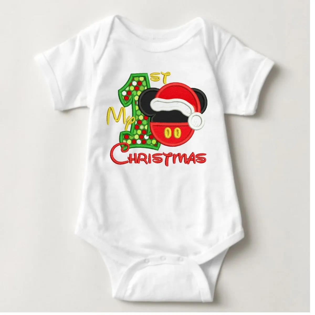 Baby Christmas Holiday Onesies - First Christmas Mickey Mouse