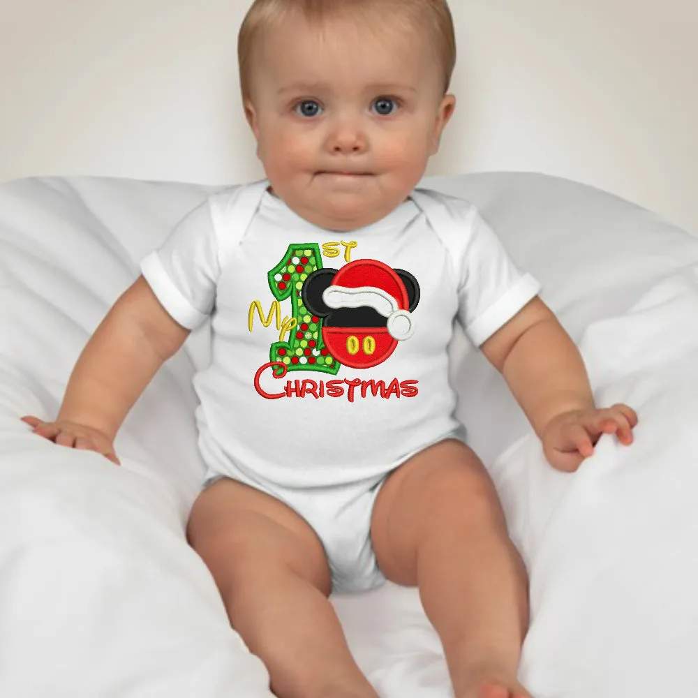 Baby Christmas Holiday Onesies - First Christmas Mickey Mouse