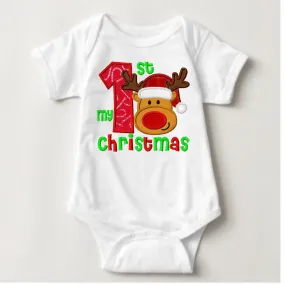 Baby Christmas Holiday Onesies - First Christmas Rudolf