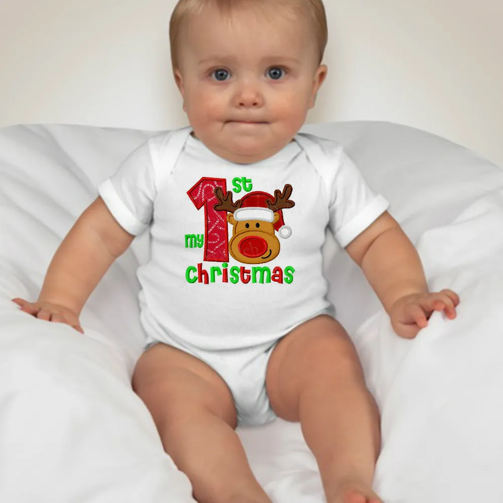 Baby Christmas Holiday Onesies - First Christmas Rudolf