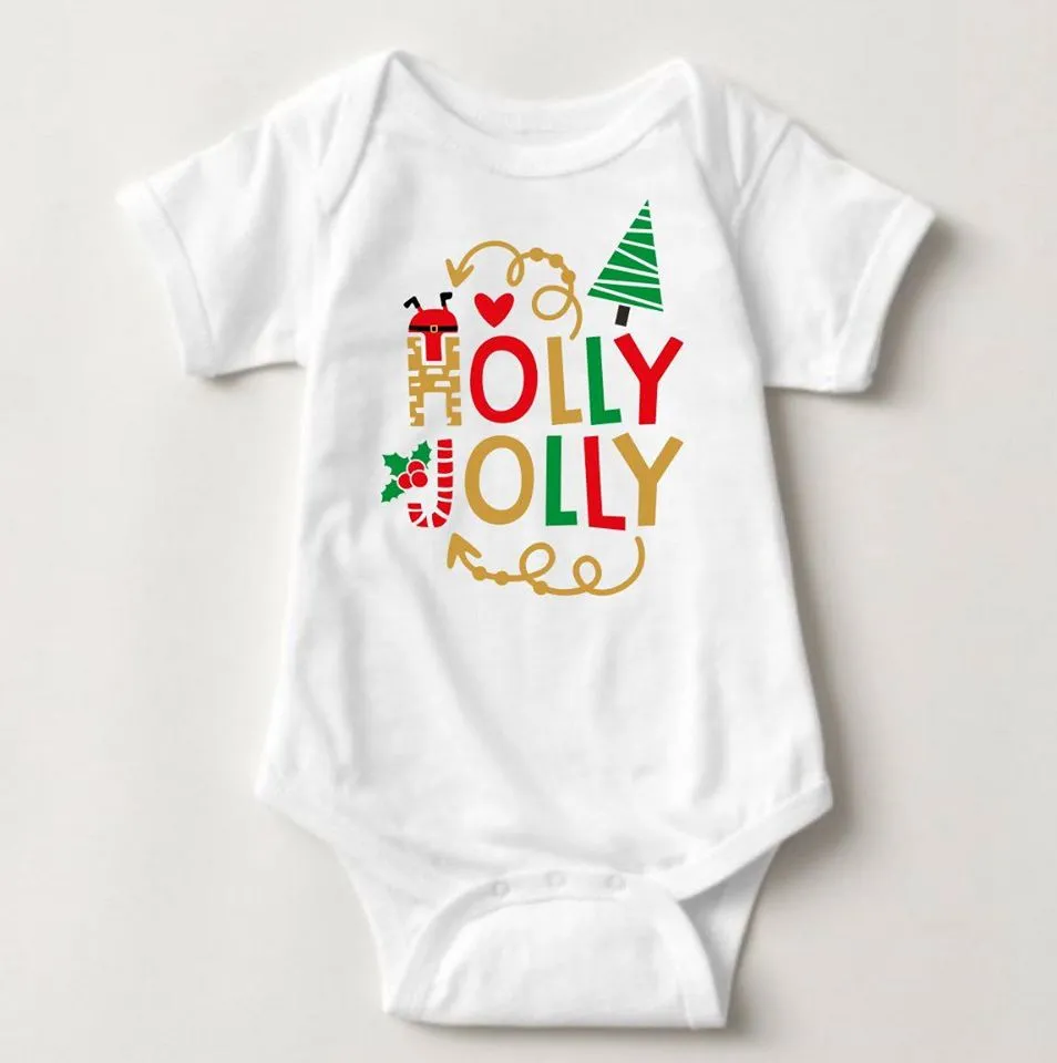 Baby Christmas Holiday Onesies - Holly Jolly