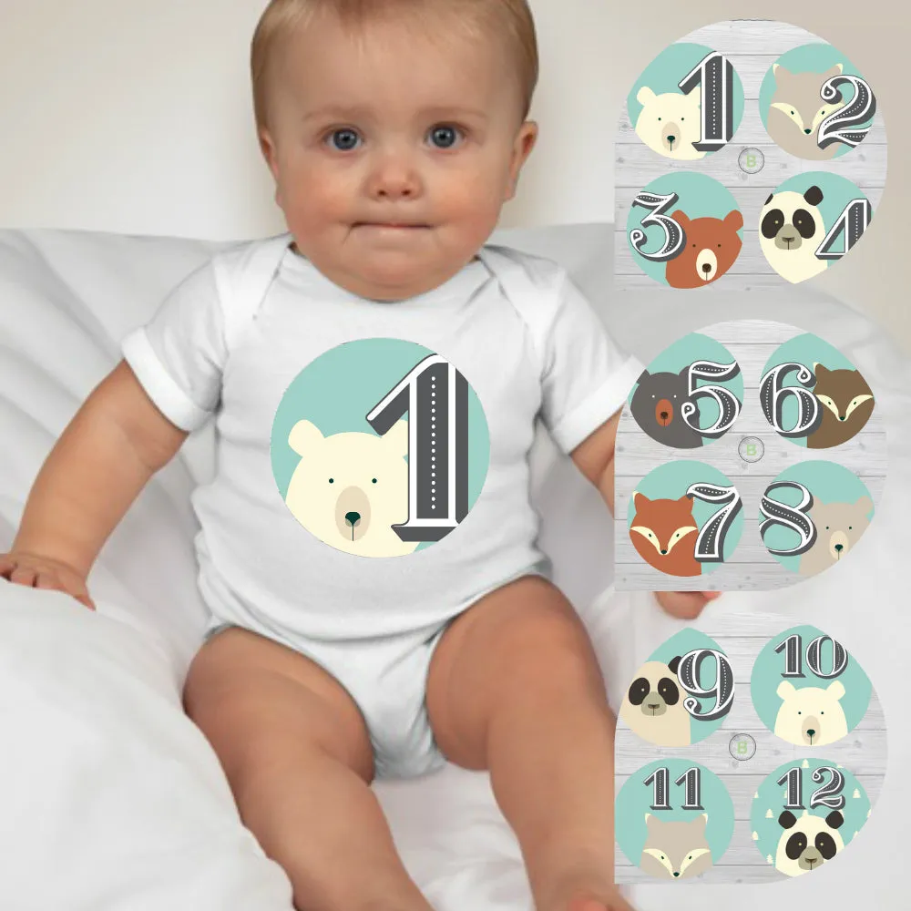 Baby Custom Monthly Onesies - Animals 4