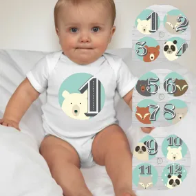 Baby Custom Monthly Onesies - Animals 4