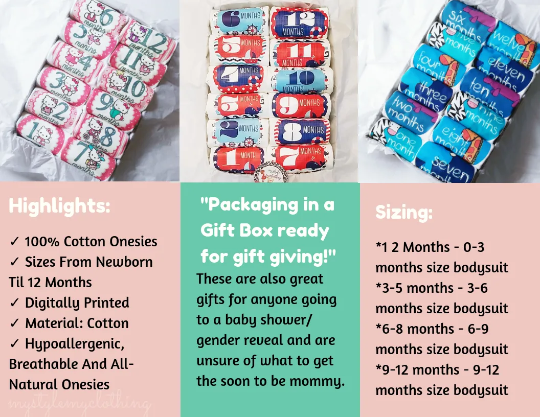 Baby Custom Monthly Onesies - Blue  Necktie Anchors
