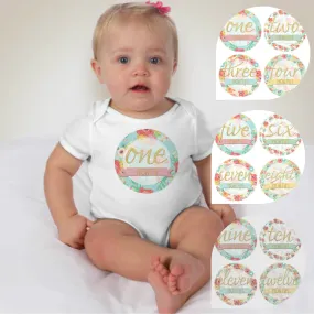Baby Custom Monthly Onesies - Floral Garland