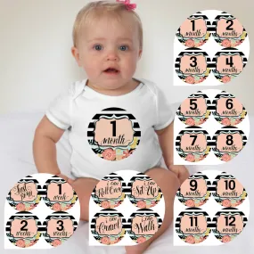 Baby Custom Monthly Onesies - Flower Banner