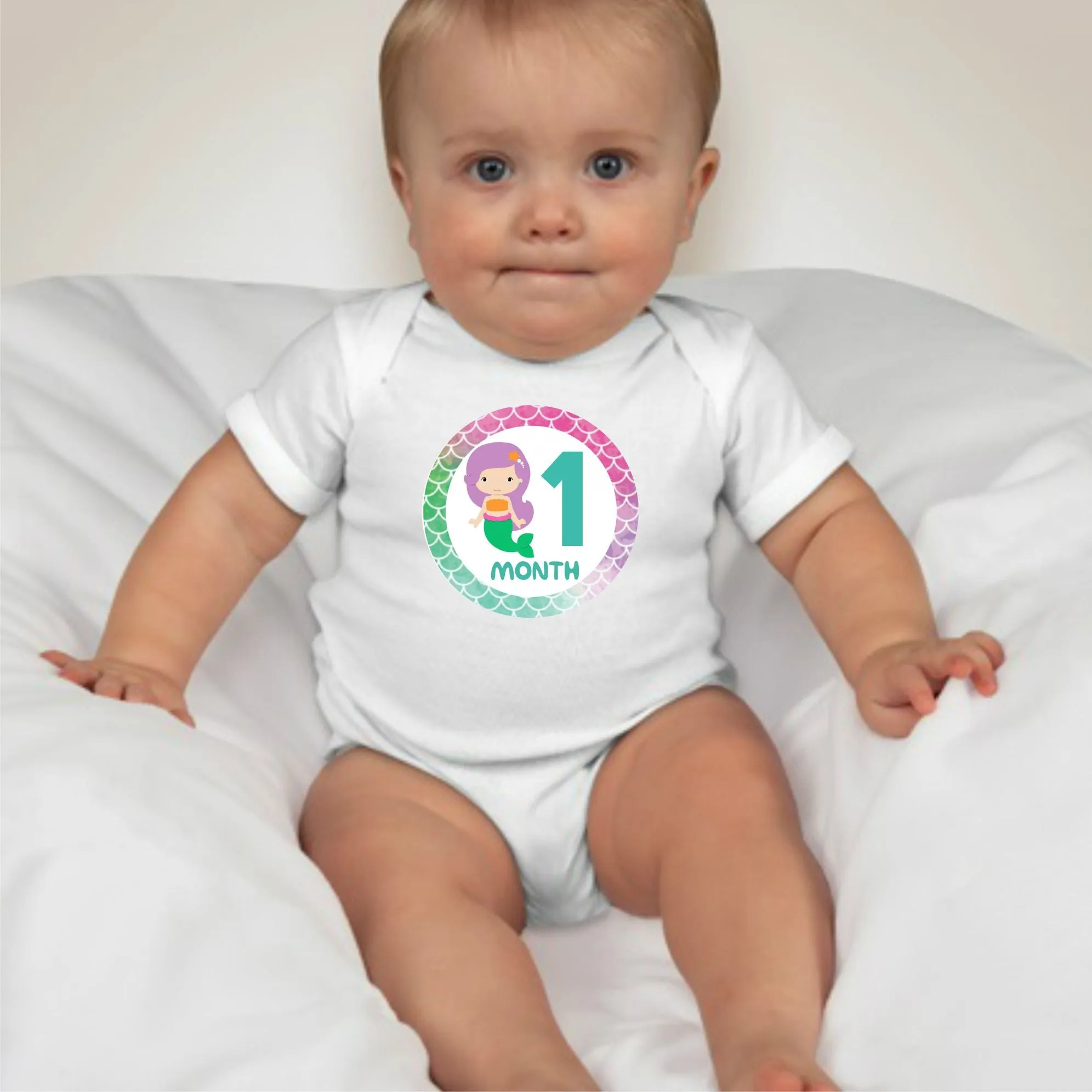 Baby Custom Monthly Onesies - Mermaid