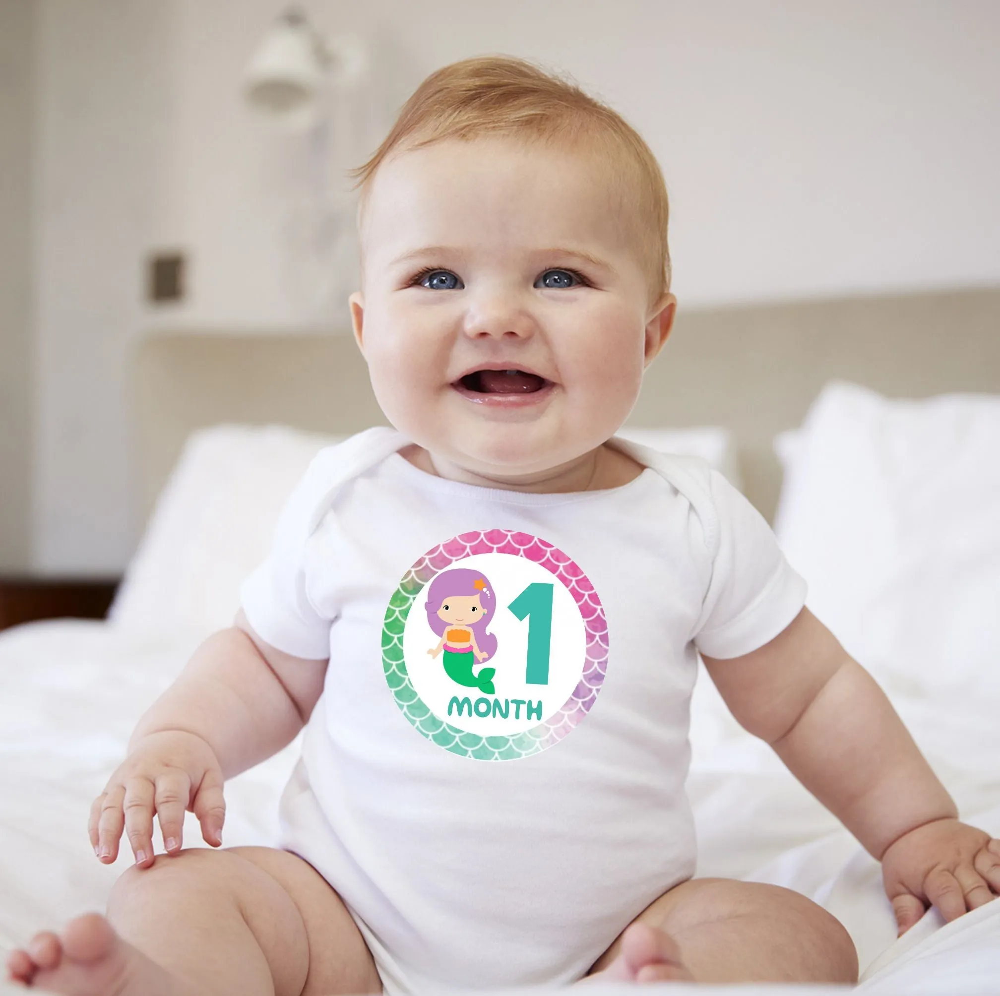 Baby Custom Monthly Onesies - Mermaid