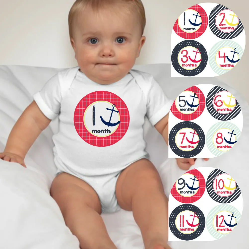 Baby Custom Monthly Onesies - Nautical Girls