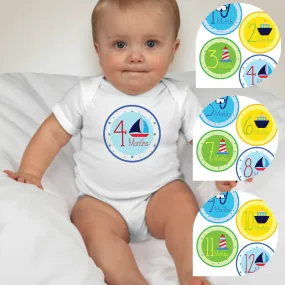 Baby Custom Monthly Onesies - Nautical II