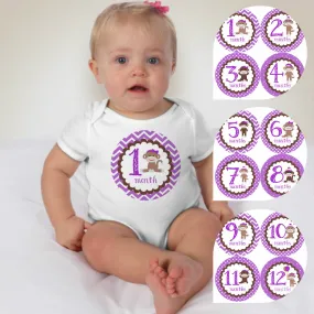Baby Custom Monthly Onesies - Paul Frank Purple