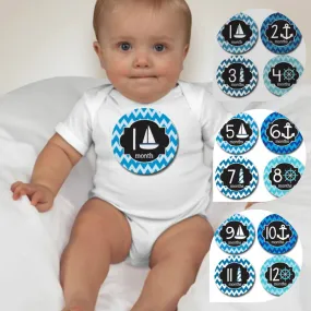 Baby Custom Monthly Onesies - Sailor Blue