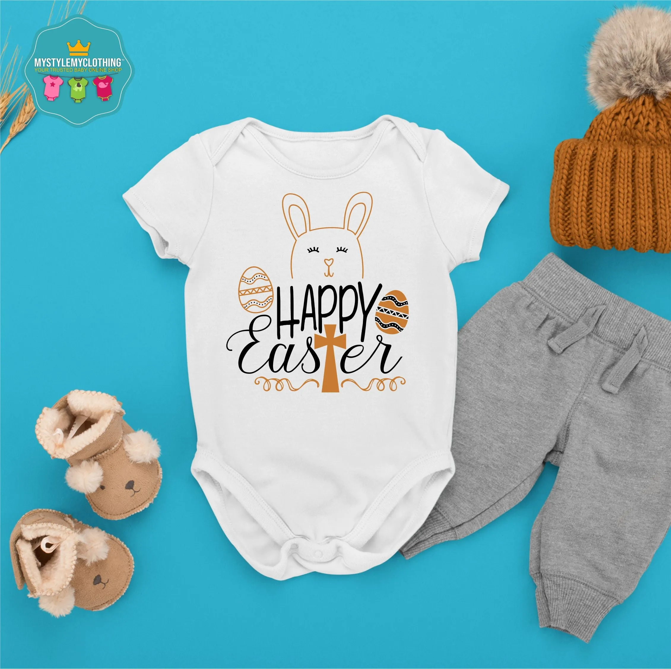 Baby Easter Onesies -  Happy Easter Cross