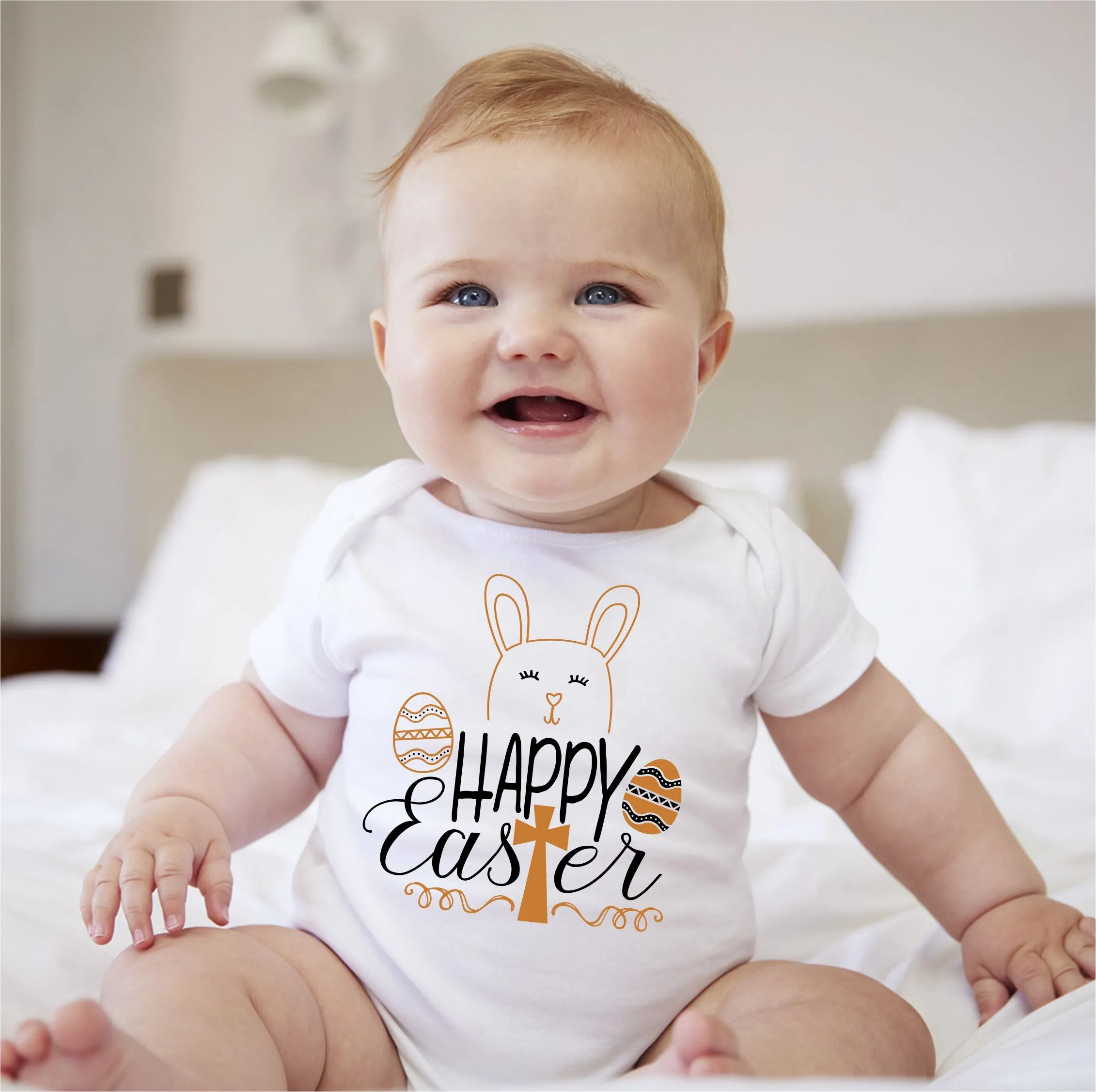 Baby Easter Onesies -  Happy Easter Cross