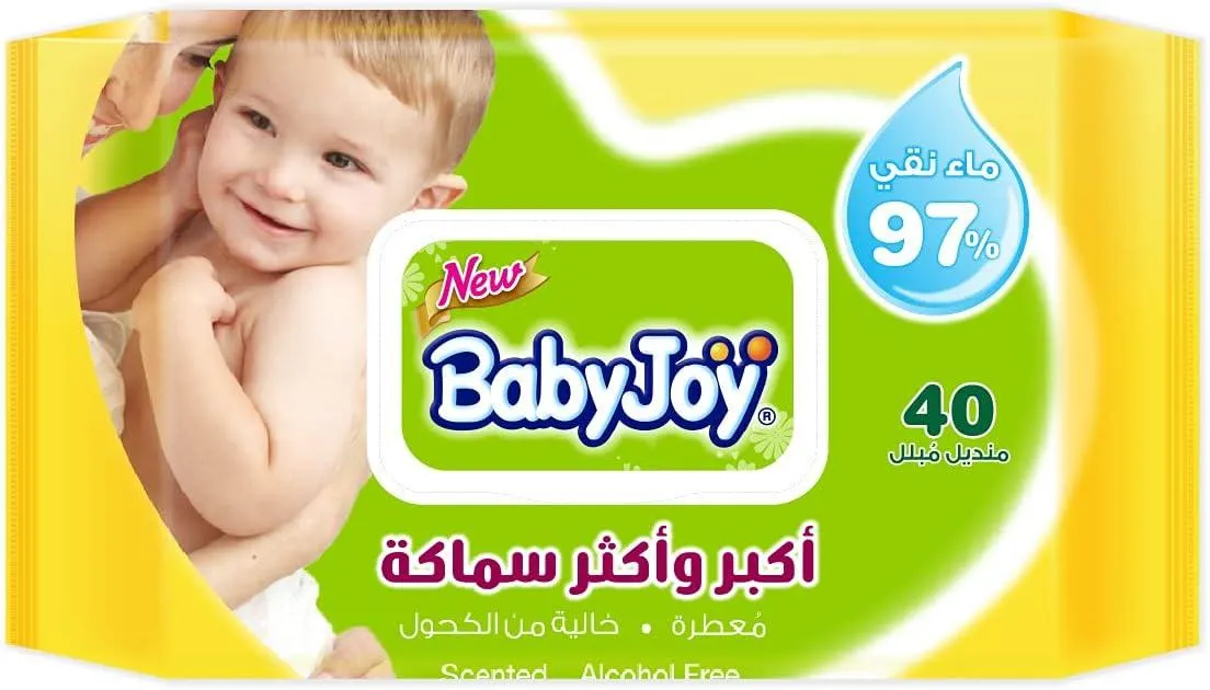 Baby Joy Thicker & Larger Baby Wet Wipes, 97% Pure Water, Chamomile,12x40, Pack of 480 Baby Wipes