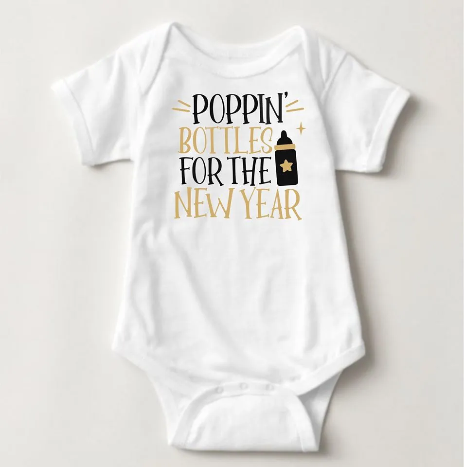 Baby New Year Holiday Onesies - Poppin Bottle for the New Year
