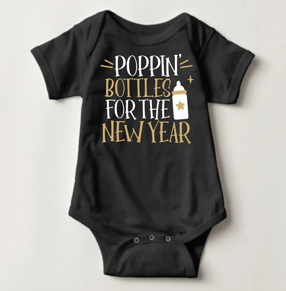 Baby New Year Holiday Onesies - Poppin Bottles for New Year