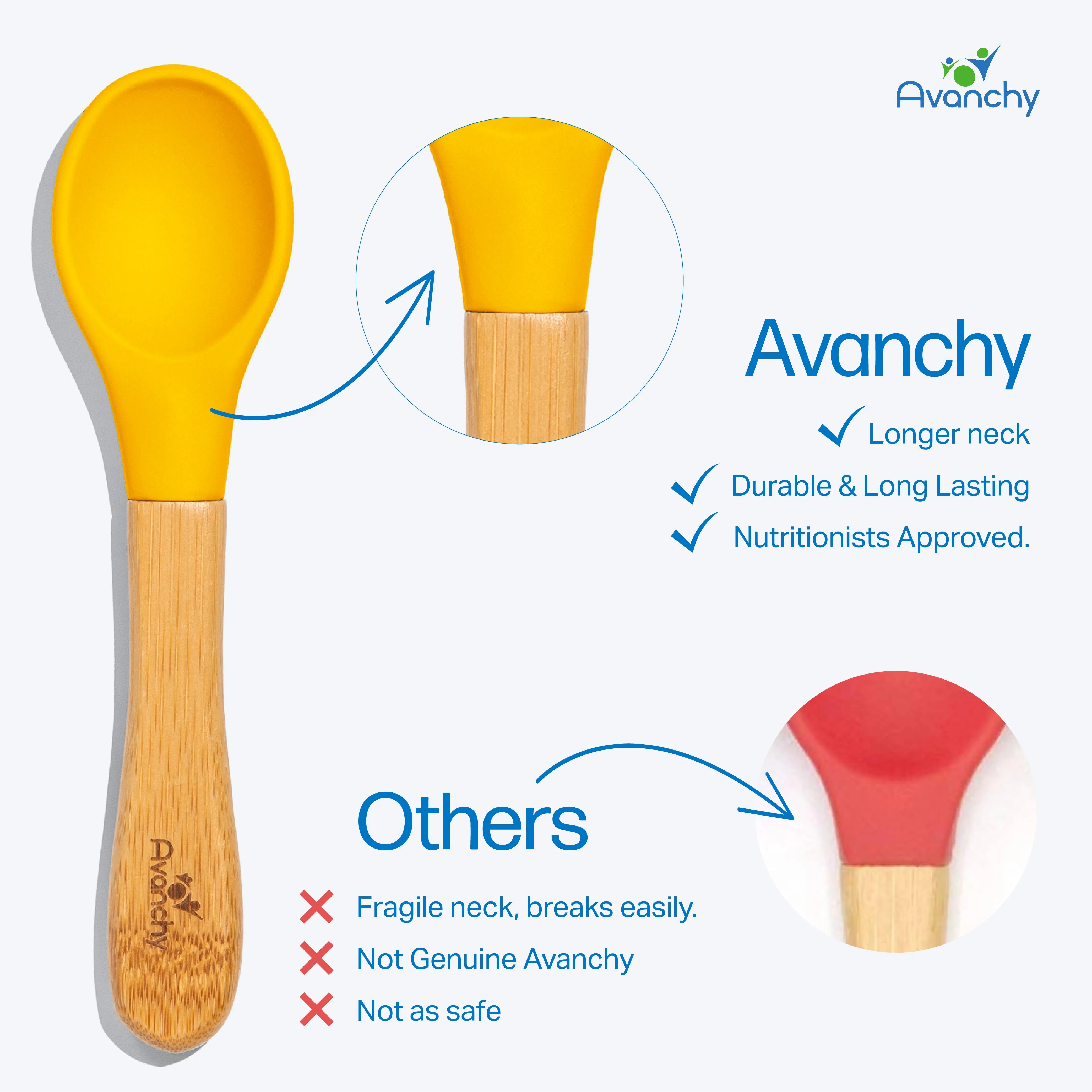 Baby Spoons Regular Scoop | Bamboo & Silicone