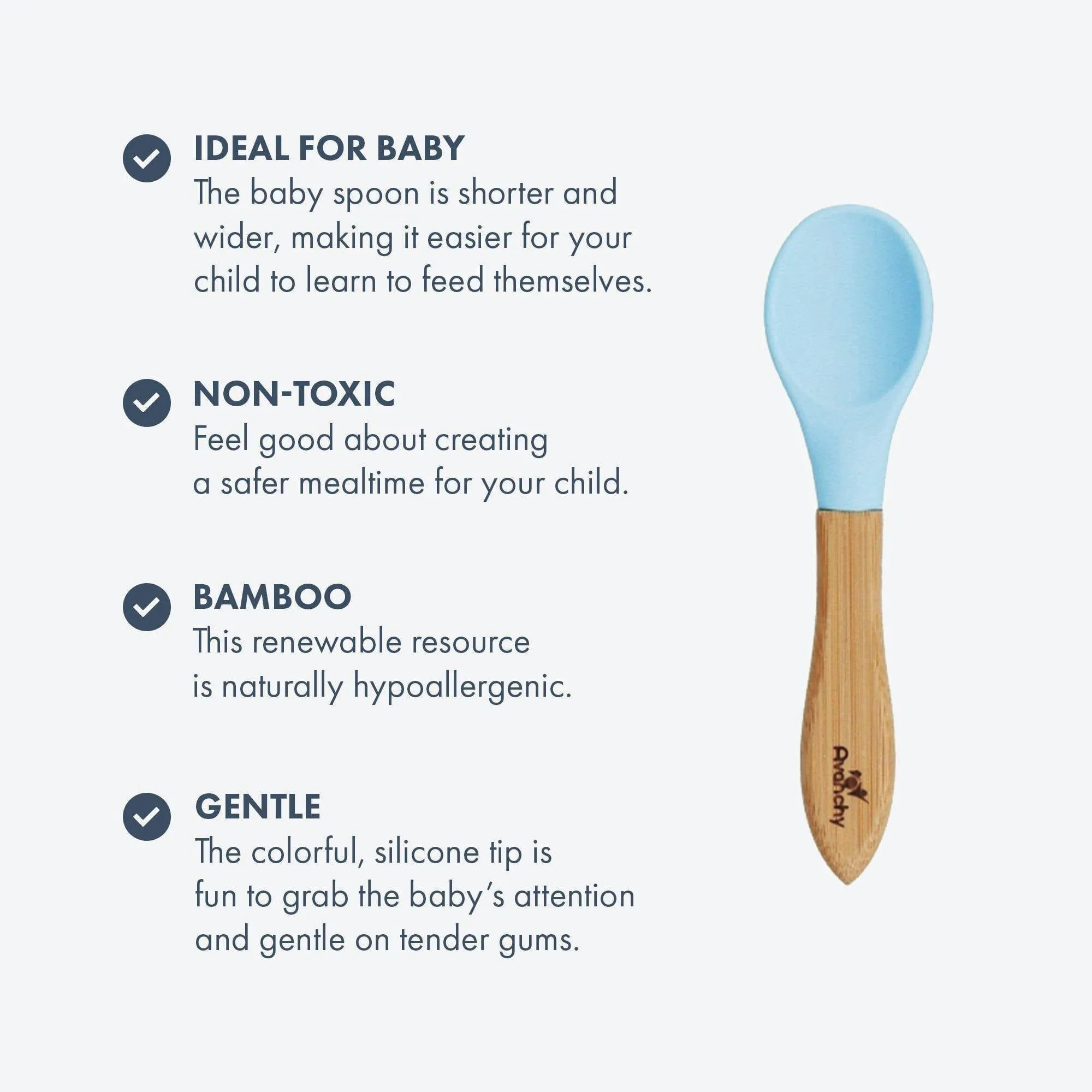 Baby Spoons Regular Scoop | Bamboo & Silicone