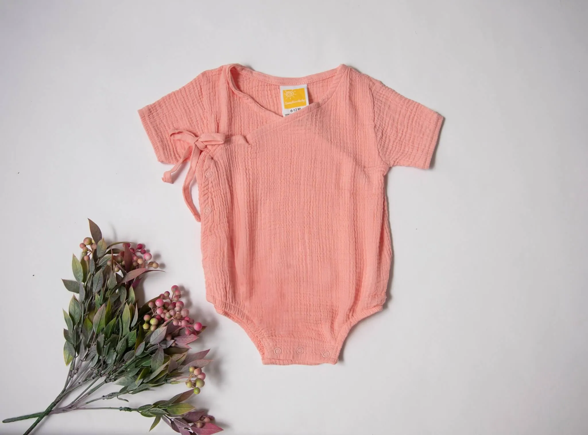 Baby/Infant Unisex Kimono Rompers in Organic Muslin Cotton
