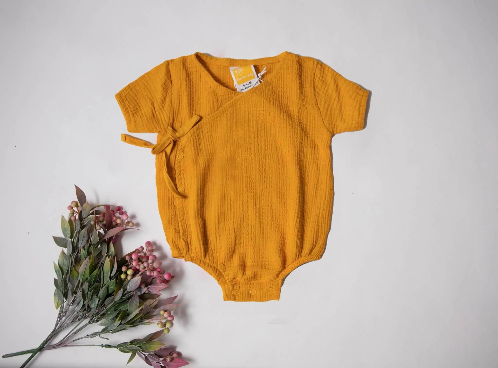 Baby/Infant Unisex Kimono Rompers in Organic Muslin Cotton