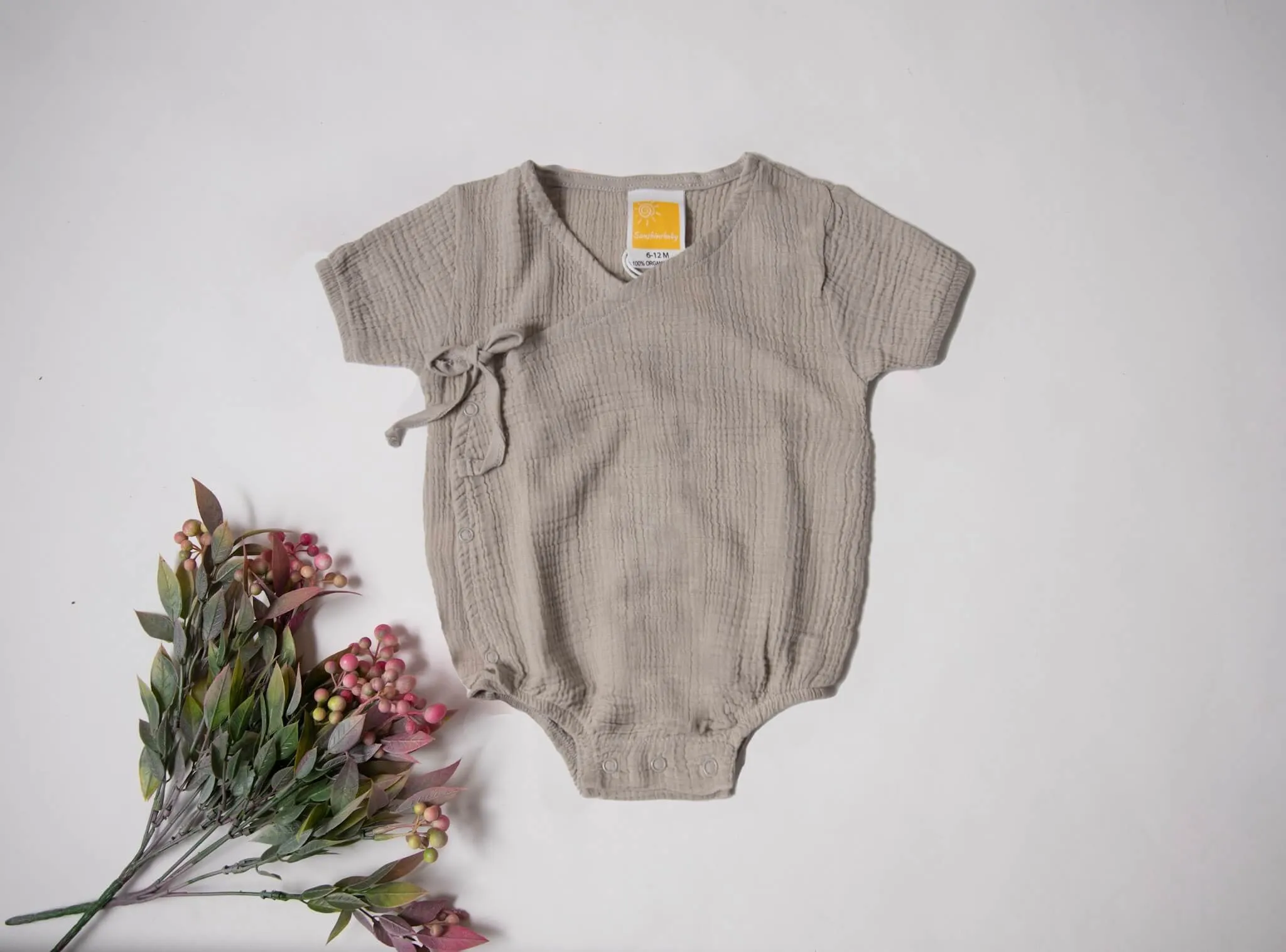 Baby/Infant Unisex Kimono Rompers in Organic Muslin Cotton