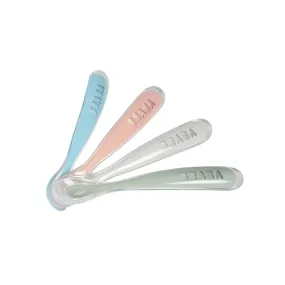 BEABA 2-In-1 First Foods Silicone Spoons (x4) - Rose