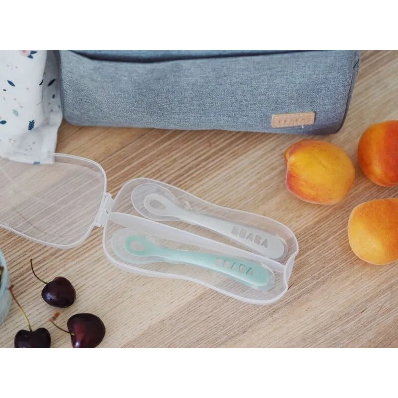Beaba Toddler Spoons and Case - Sage