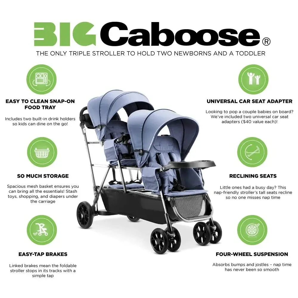 Big Caboose Triple Stroller - Slate