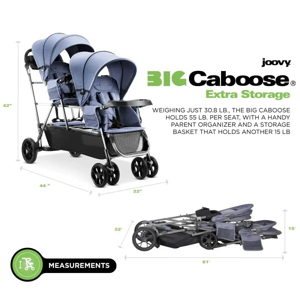 Big Caboose Triple Stroller - Slate