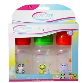 BornCare BCWS-163-3 8oz Wide Neck Feeding Bottle – Good Bottles for Newborns