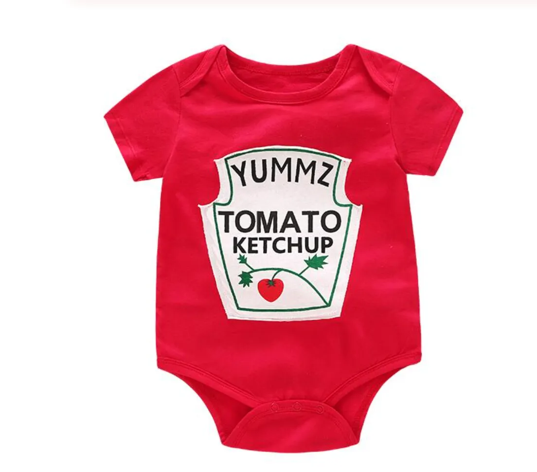 Boys And Girls Ketchup And Mustard Onesie Rompers