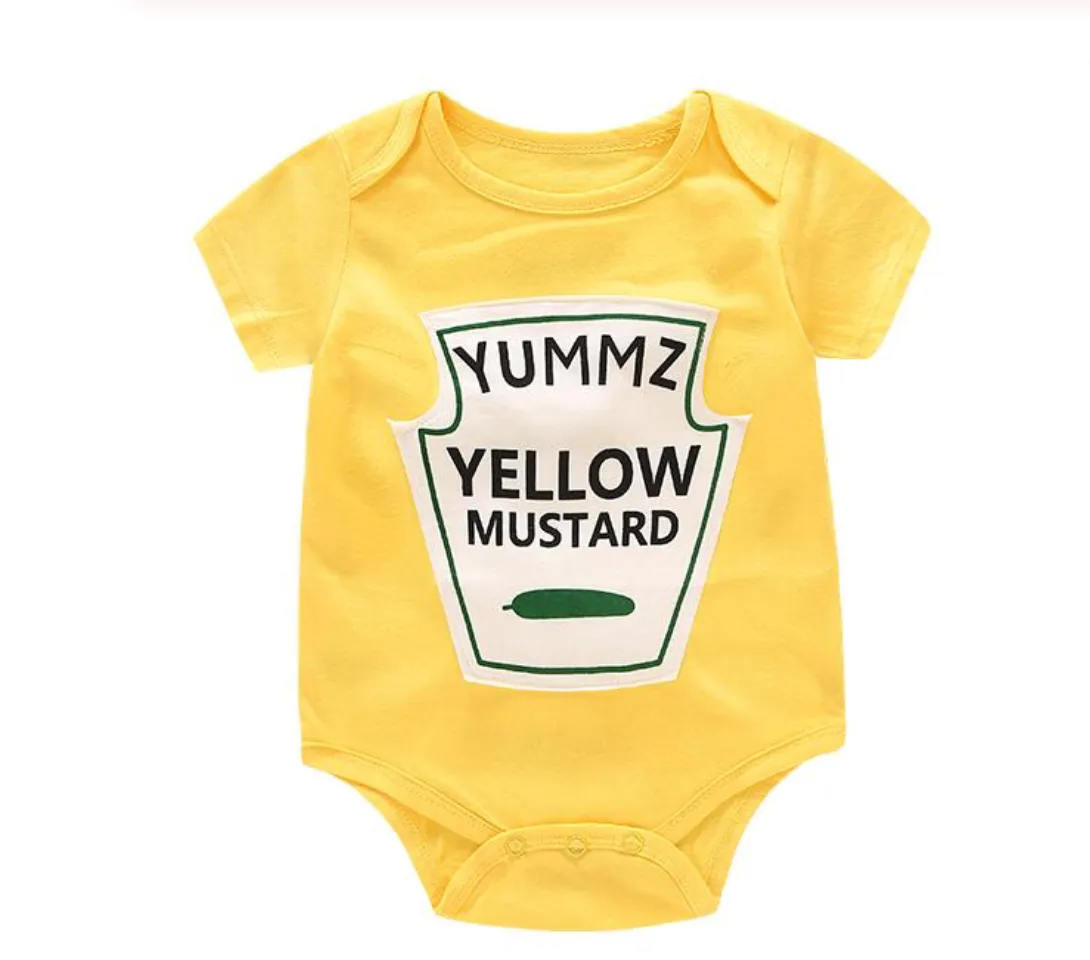 Boys And Girls Ketchup And Mustard Onesie Rompers