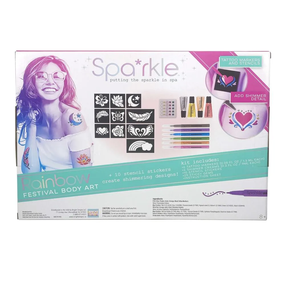 Bright Stripes Spa*rkle Rainbow Festival Body Art Kit