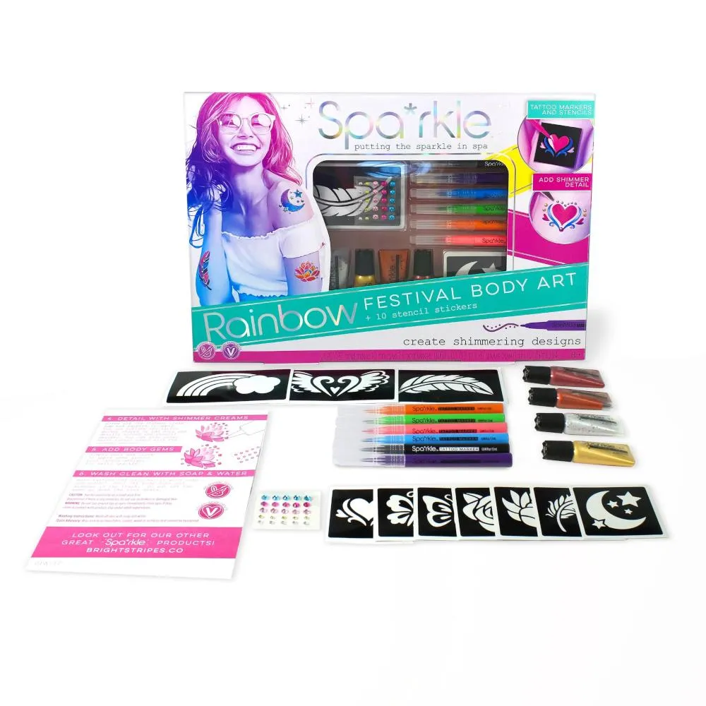 Bright Stripes Spa*rkle Rainbow Festival Body Art Kit